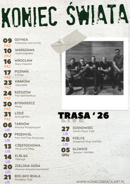 Gdynia Wydarzenie Koncert Koniec Świata - Trasa '26